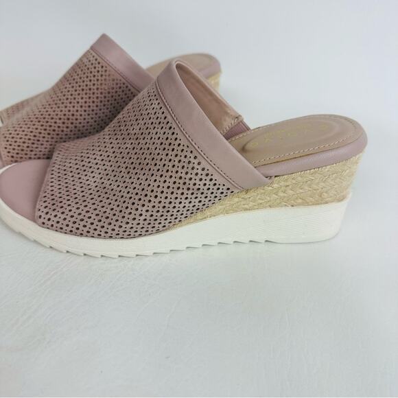 Evolve by Easy Spirit Womens Zooey Leather Wedge Heels Slide Sandal Pink Size 7M - Picture 2 of 11